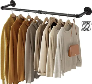 New Greenstell Wall Mounted Industrial Pipe Style Multi-Function Rack, 36.2" for Bedroom, Living Room, Kitchen (1 Pack)