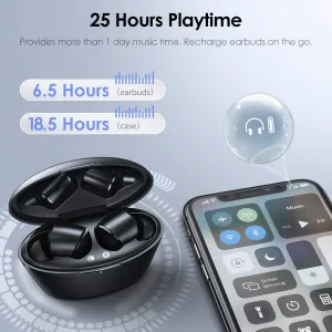 New in box! Wireless Earbuds, HolyHigh Bluetooth 5.0 Earphones with Smart Touch Control, IPX7 Waterproof, 25H Playtime, CVC 8.0 Noise-Canceling Mic, Type-C Quick Charge, in-Ear Ear Buds with Portable Charging Case