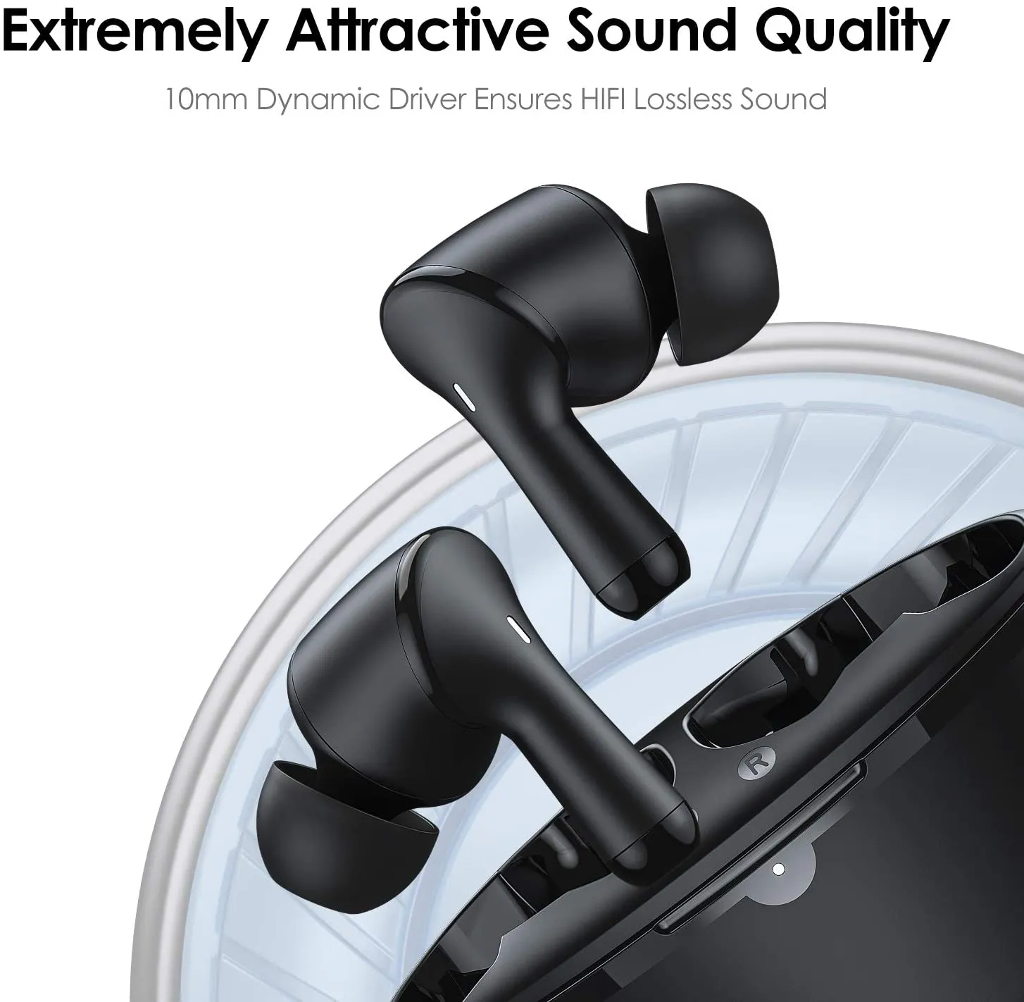 New in box! Wireless Earbuds, HolyHigh Bluetooth 5.0 Earphones with Smart Touch Control, IPX7 Waterproof, 25H Playtime, CVC 8.0 Noise-Canceling Mic, Type-C Quick Charge, in-Ear Ear Buds with Portable Charging Case