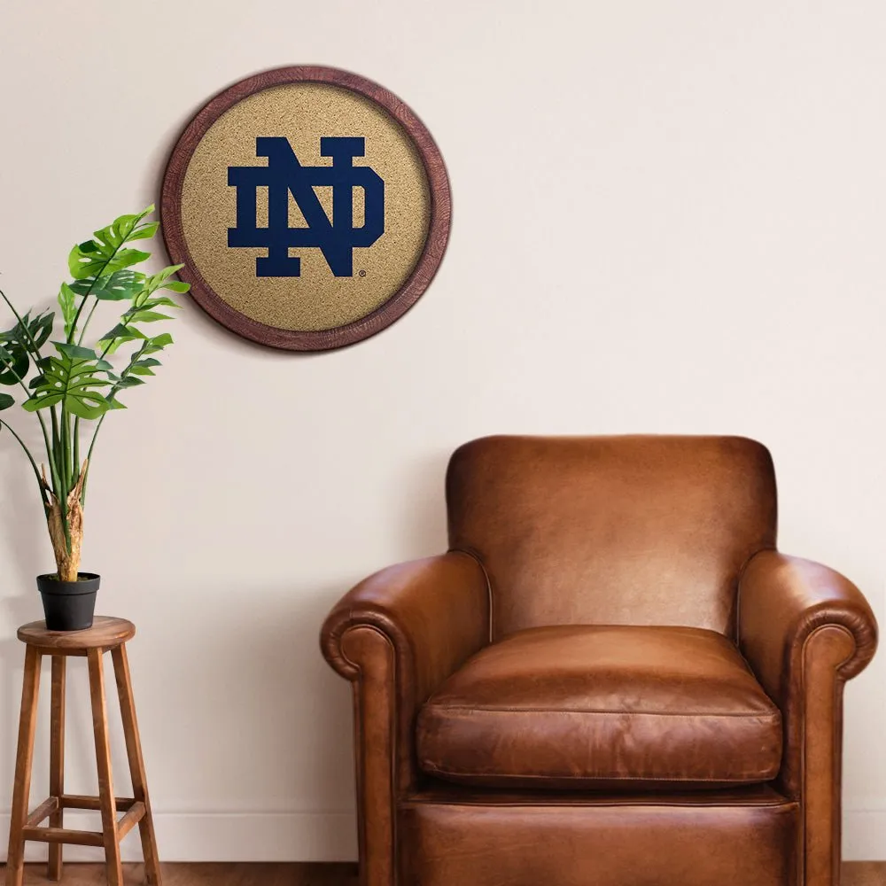 Notre Dame Fighting Irish: "Faux" Barrel Framed Cork Board