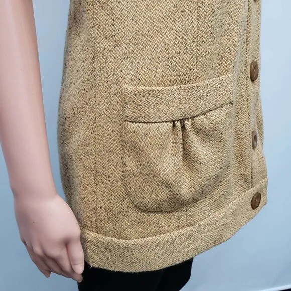 NWT Anthropologie Tabitha Tweed Blazer Cardigan Jacket 10 Short Sleeve Mustard