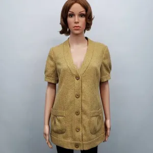 NWT Anthropologie Tabitha Tweed Blazer Cardigan Jacket 10 Short Sleeve Mustard
