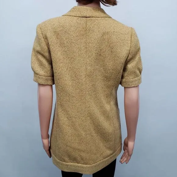 NWT Anthropologie Tabitha Tweed Blazer Cardigan Jacket 10 Short Sleeve Mustard