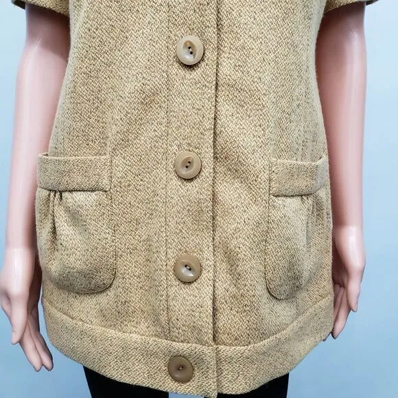 NWT Anthropologie Tabitha Tweed Blazer Cardigan Jacket 10 Short Sleeve Mustard