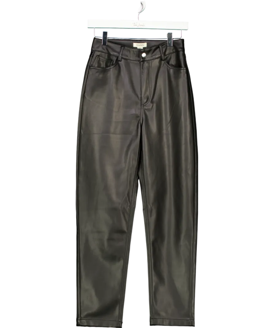Oasis Black Faux Leather Jeans UK 8