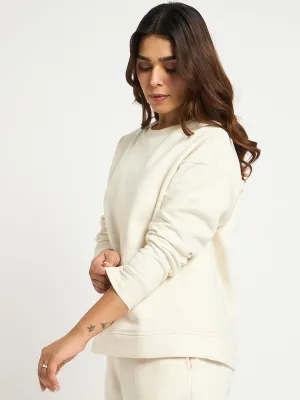 Oat Melange Crew Neck Fleece Sweatshirt