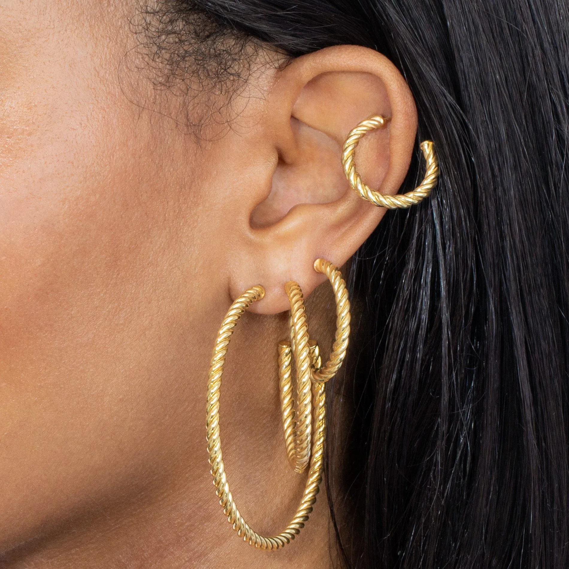Omega Rope Hoop Earring Combo Set