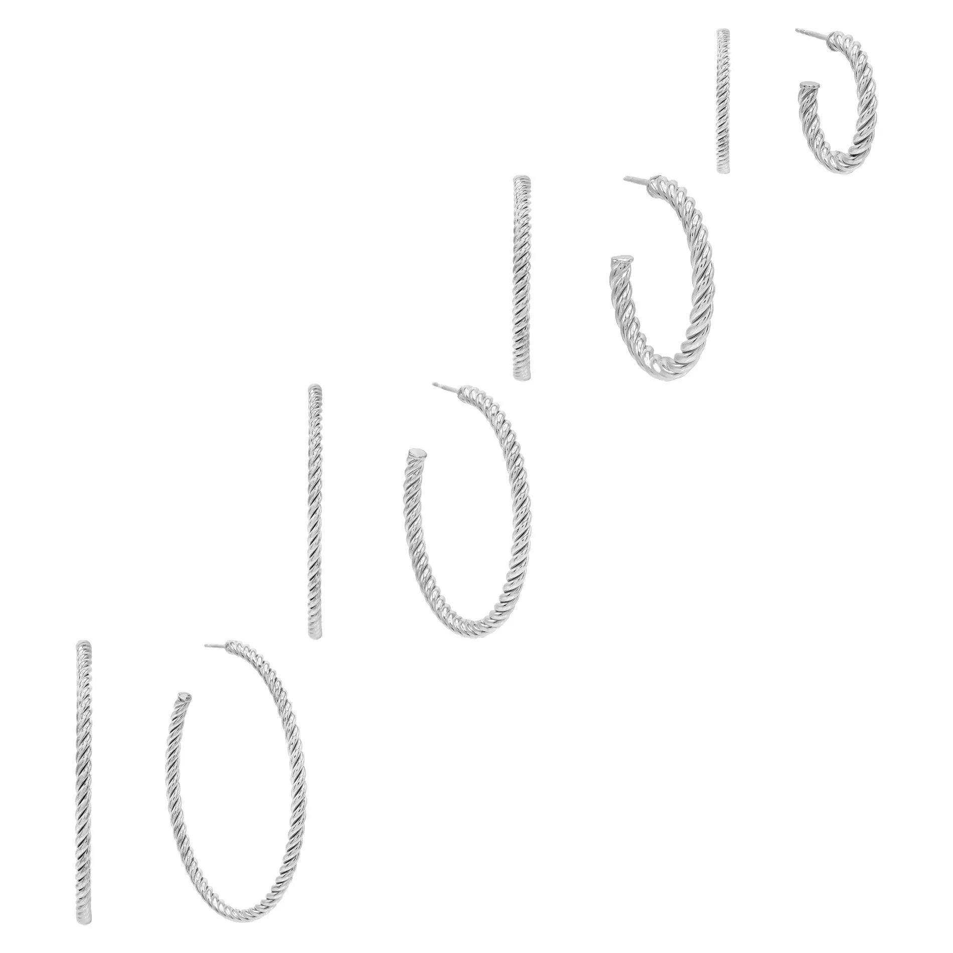 Omega Rope Hoop Earring Combo Set