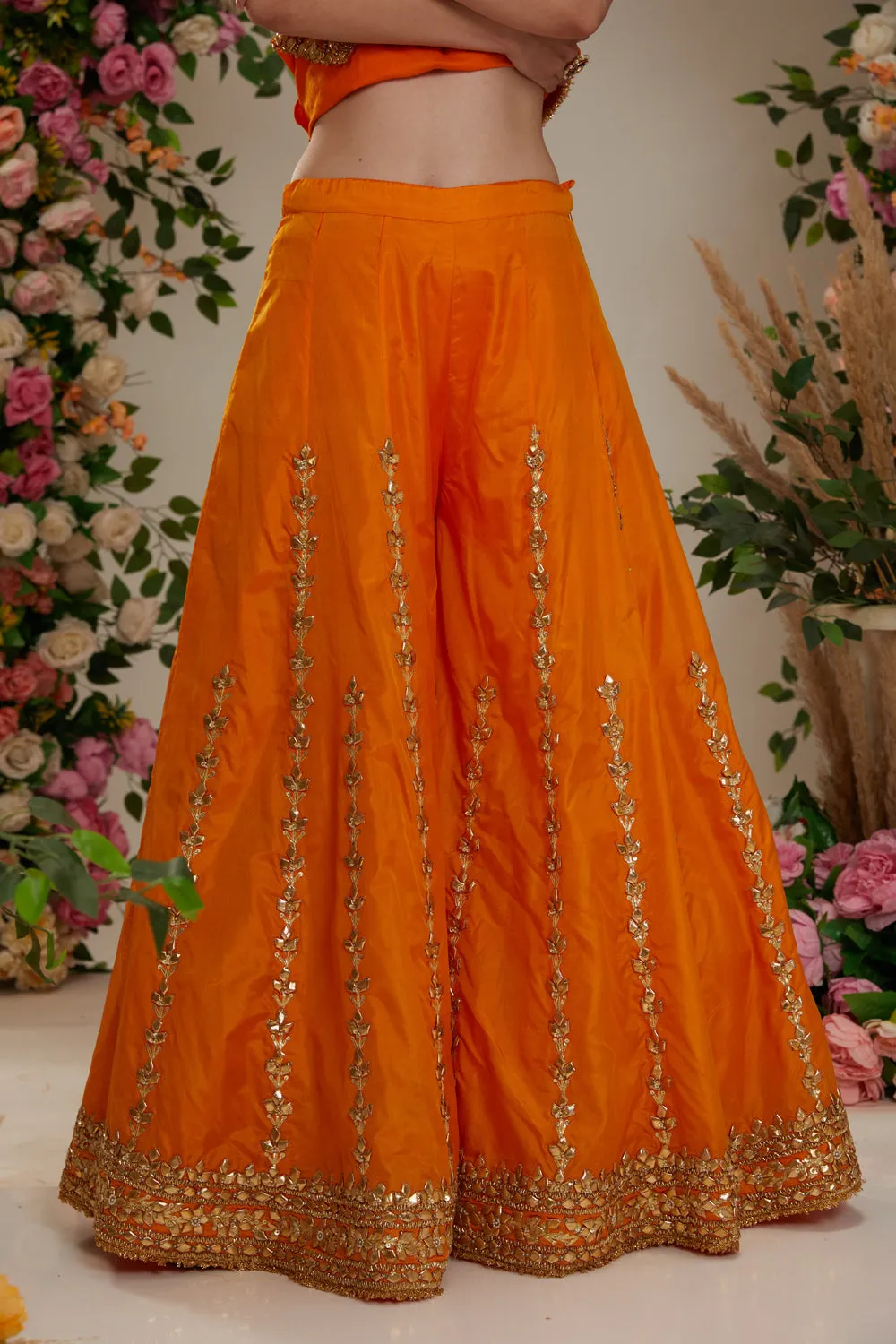 Orange Short Kurti With Sharara And Dupatta