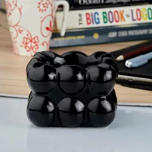 Pakhi Decor Groovy Ceramic Ashtray – Colorful Retro Smoking Accessory with Funky Design – Unique Decor for Smokers & Collectors, Black (10759)