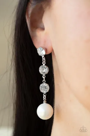 Paparazzi - Yacht Scene - White Pearl Rhinestone -Earrings