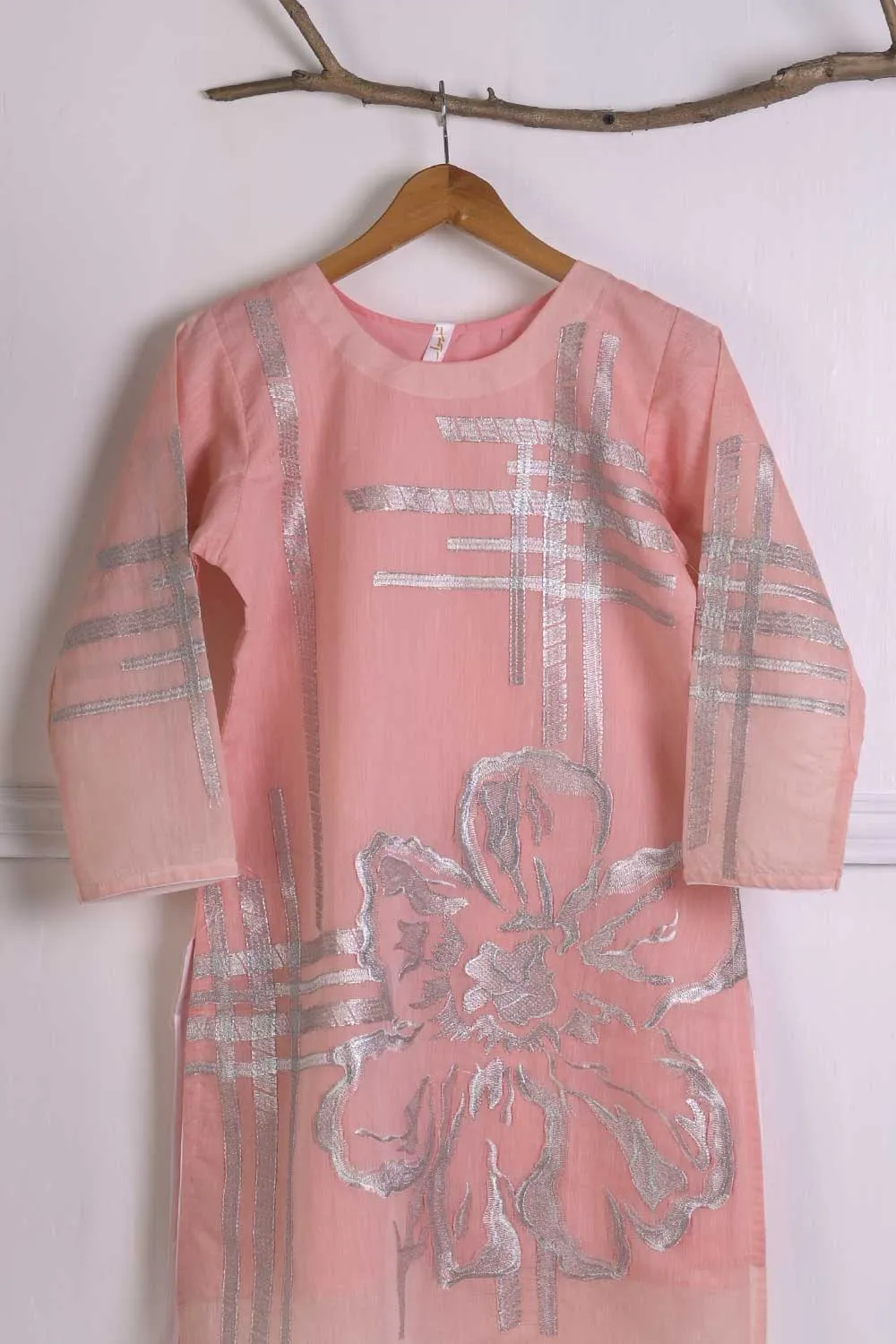Paper Cotton Embroidered Stitched Kurti - Dianthus (TS-002E-Pink)