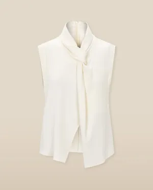 PARUL | Cream Twist Front Sleeveless Blouse