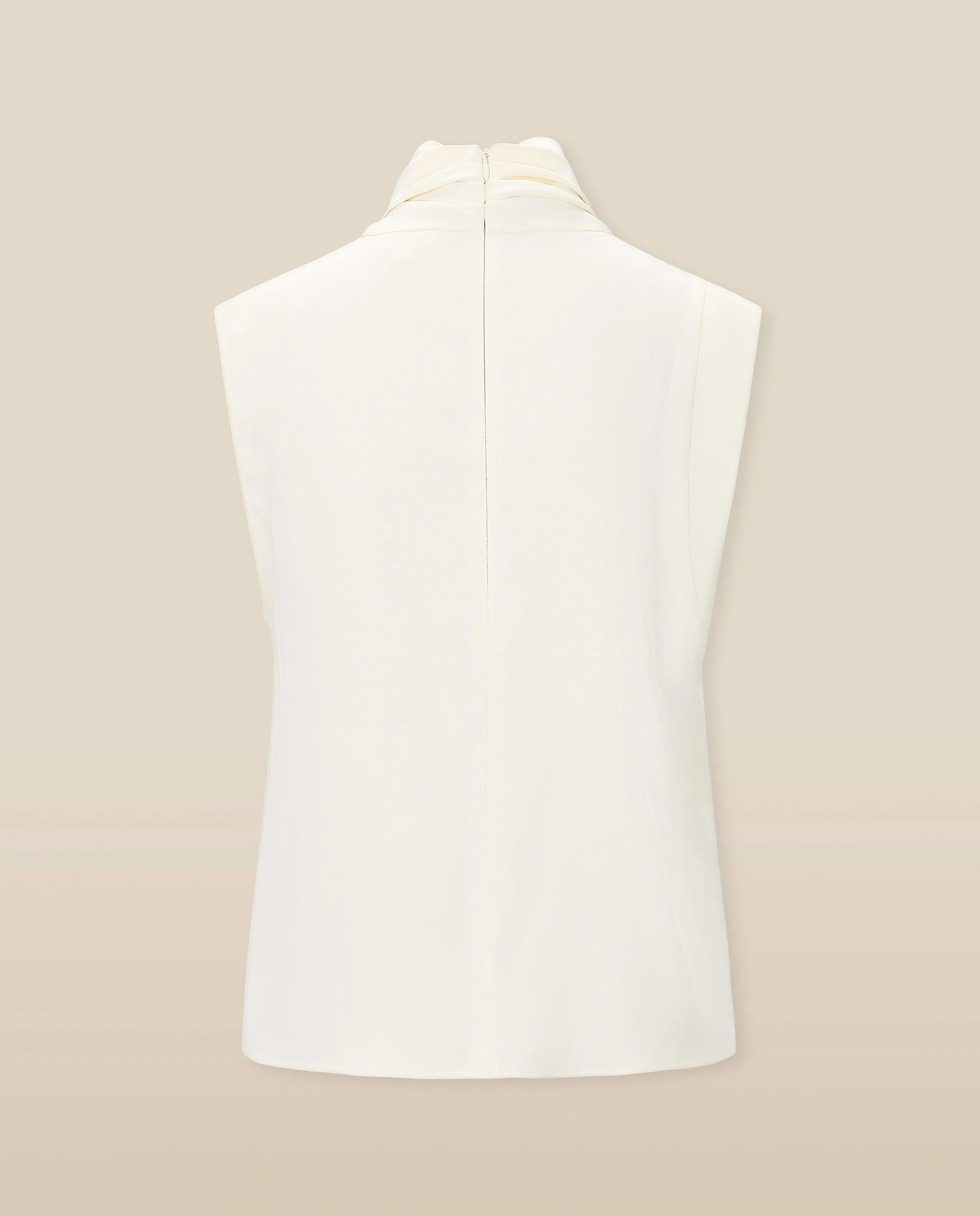 PARUL | Cream Twist Front Sleeveless Blouse