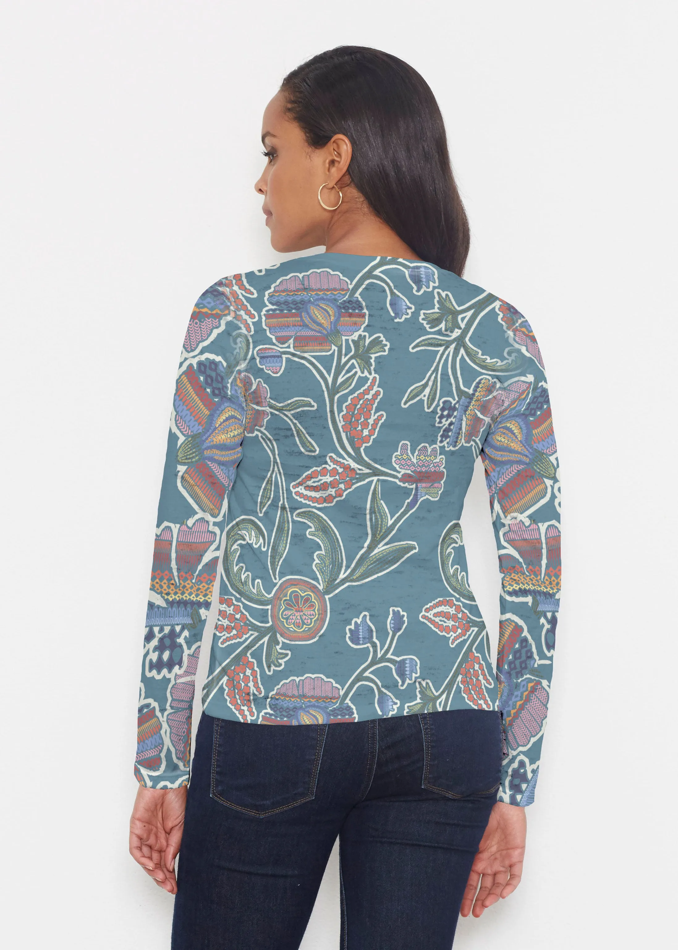 Patterns At Play Blue (7827) ~ Signature Long Sleeve Crew Shirt