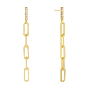 Pavé Bar Drop Open Link Earring