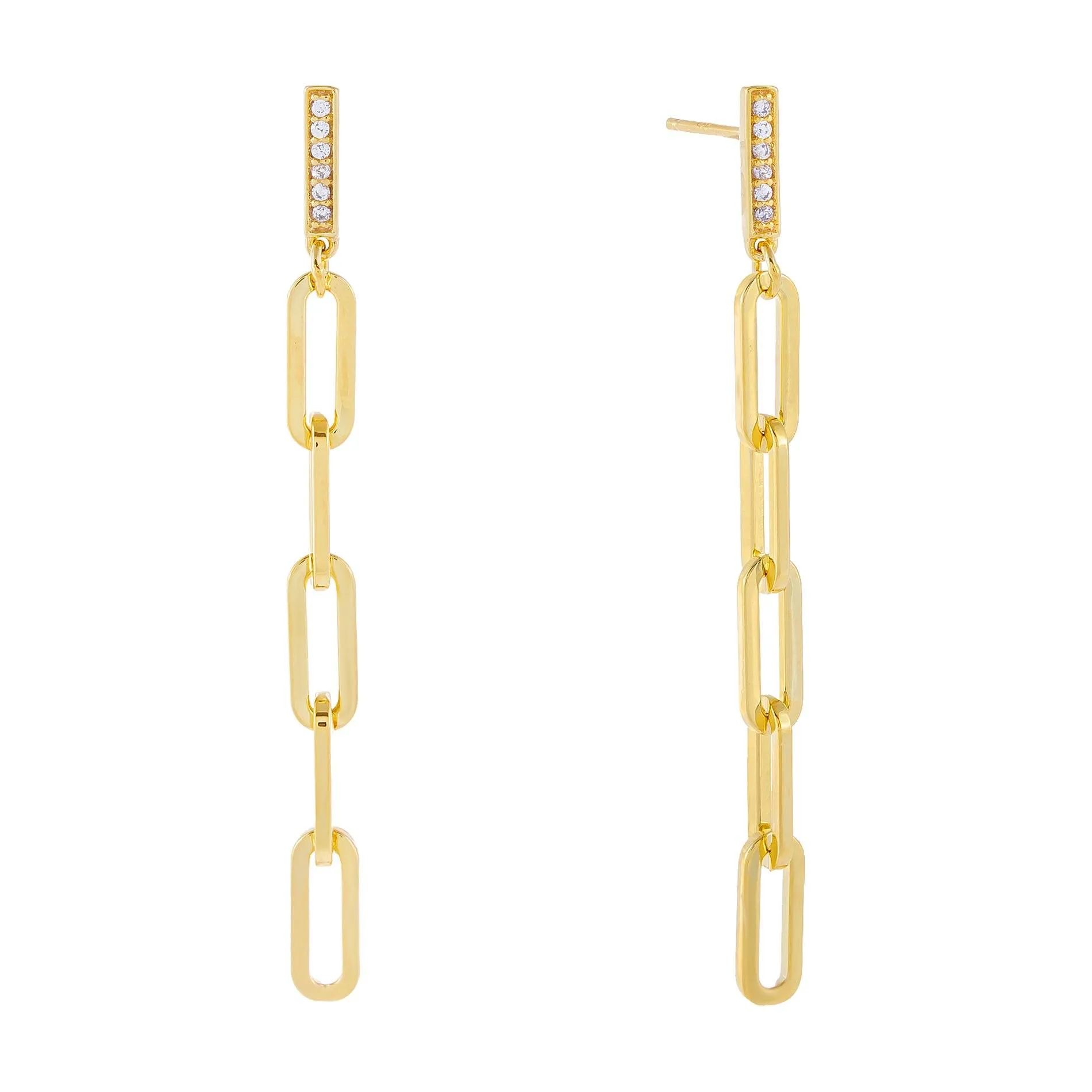 Pavé Bar Drop Open Link Earring