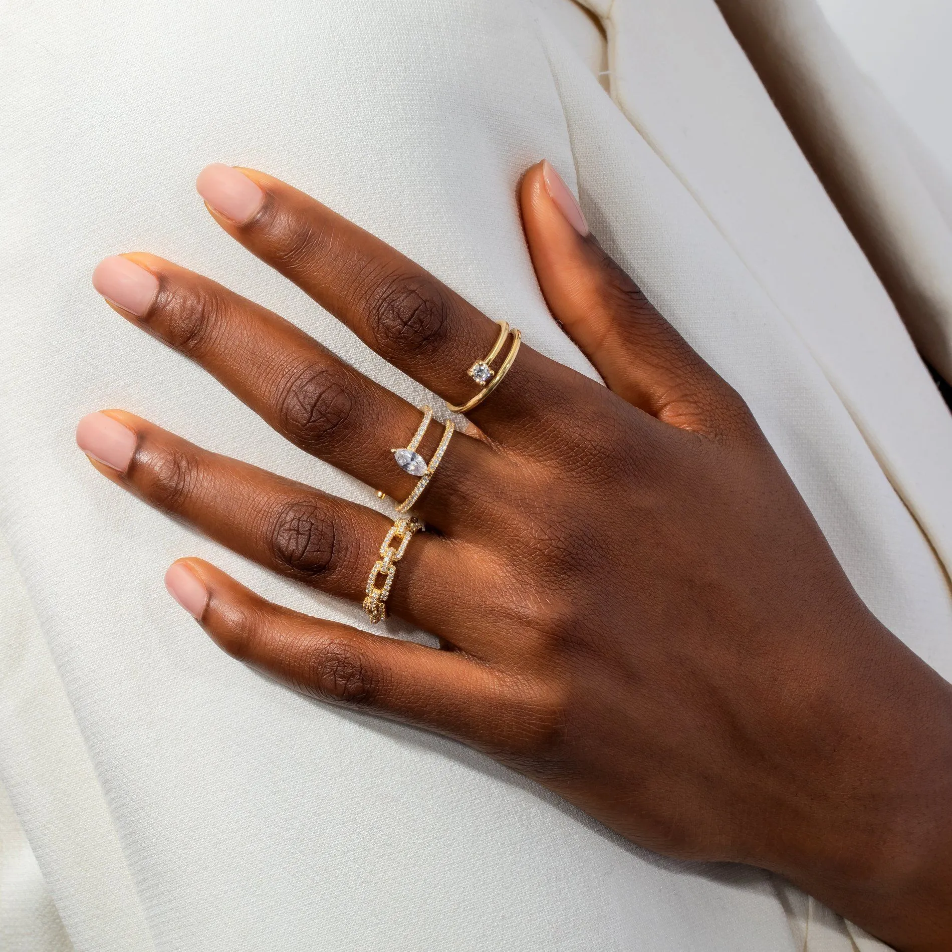 Pavé Box Link Ring