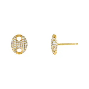 Pavé Puffed Mariner Stud Earring