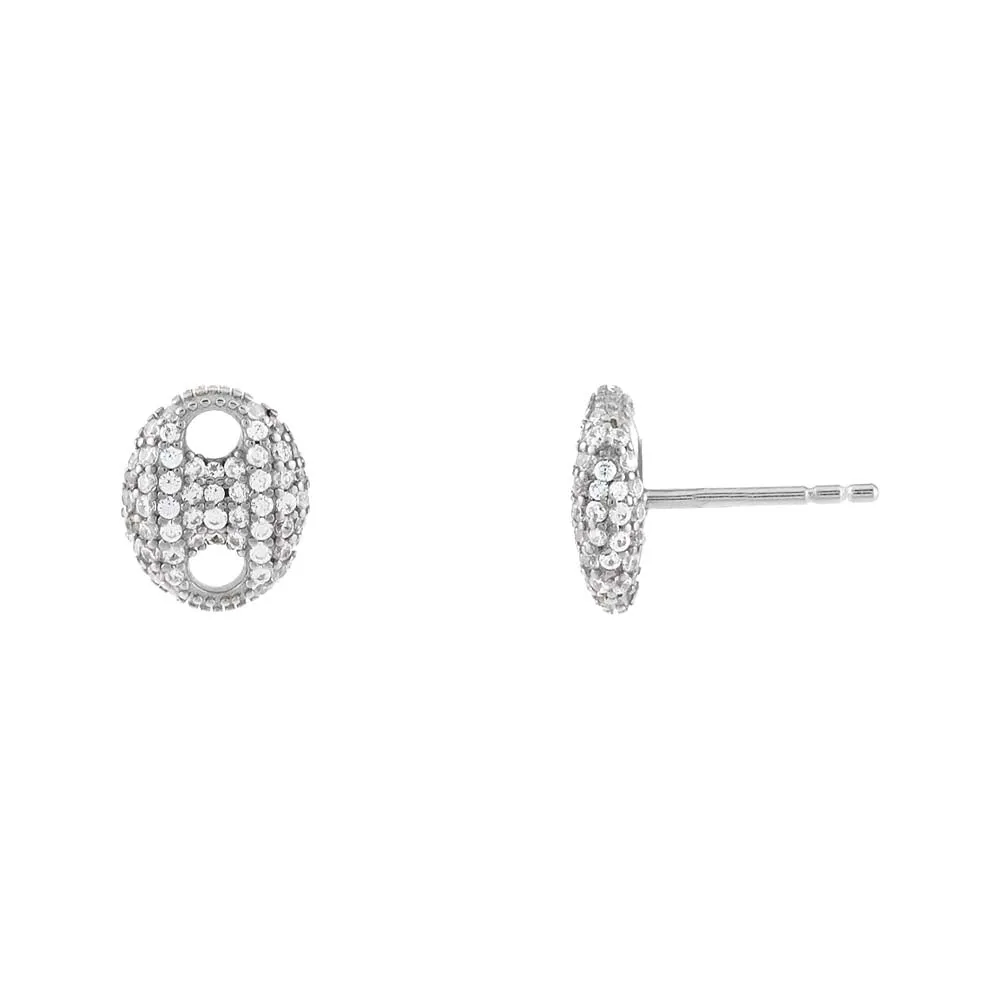 Pavé Puffed Mariner Stud Earring