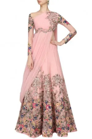 Pink Color Engagement Lehenga