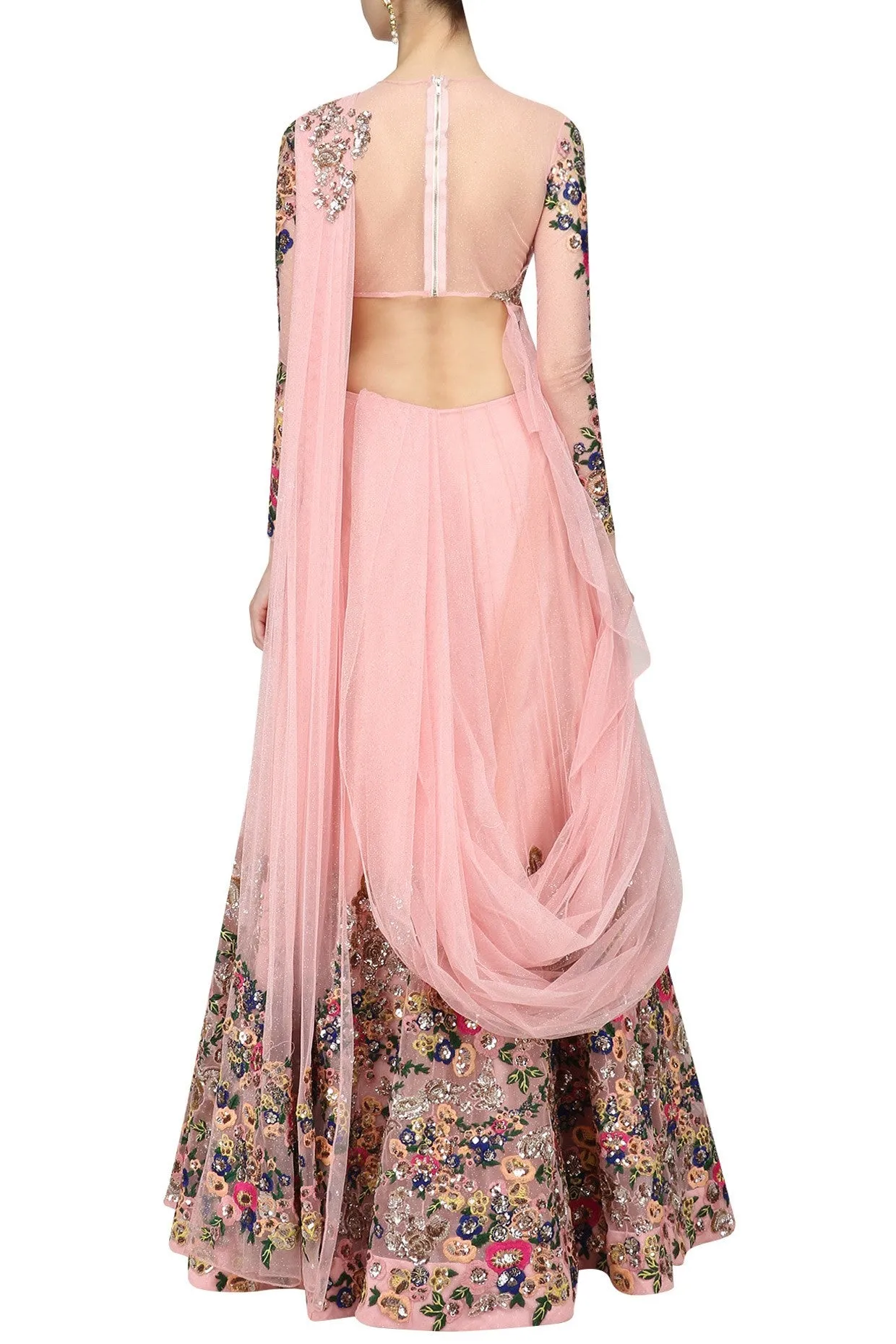 Pink Color Engagement Lehenga
