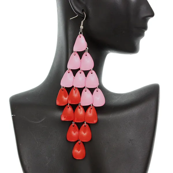 Pink Colorblock Arch Teardrop Dangle Earrings