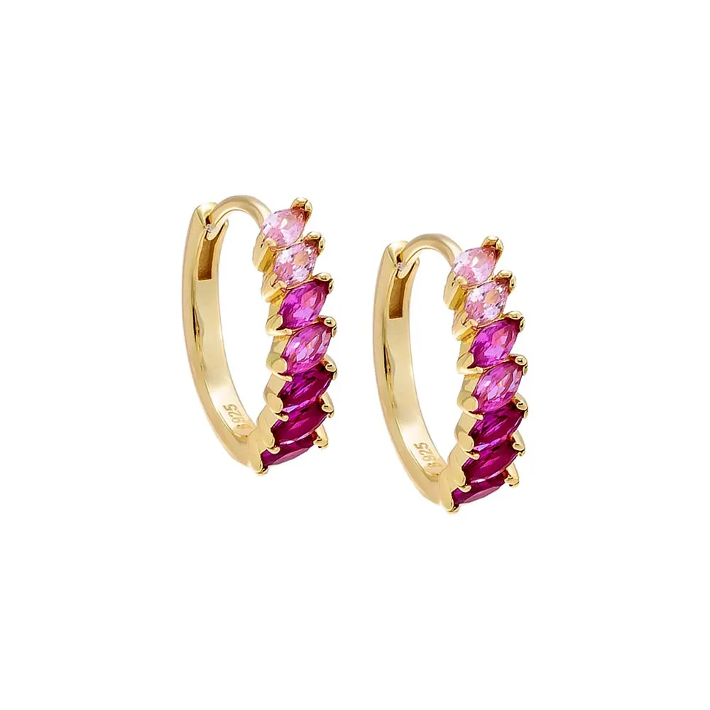 Pink Ombre Multi Marquise Huggie Earring