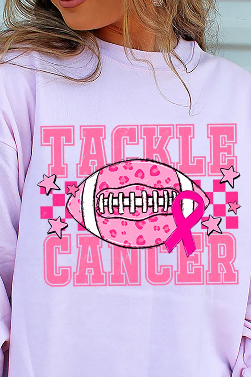 Pink Tackle Cancer Heavy-weight Crew Sweatshirt