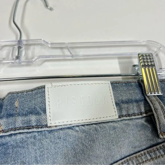 PISTOLA Zip Leg Charlie Straight Jean Light Wash Distressed 27