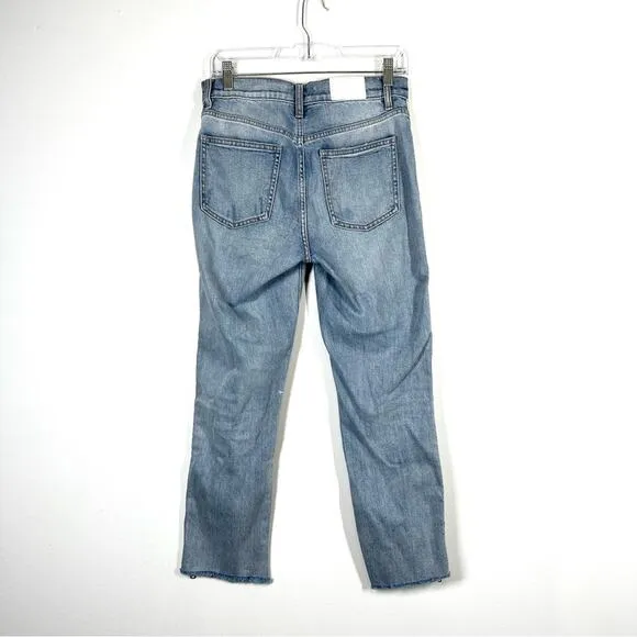 PISTOLA Zip Leg Charlie Straight Jean Light Wash Distressed 27