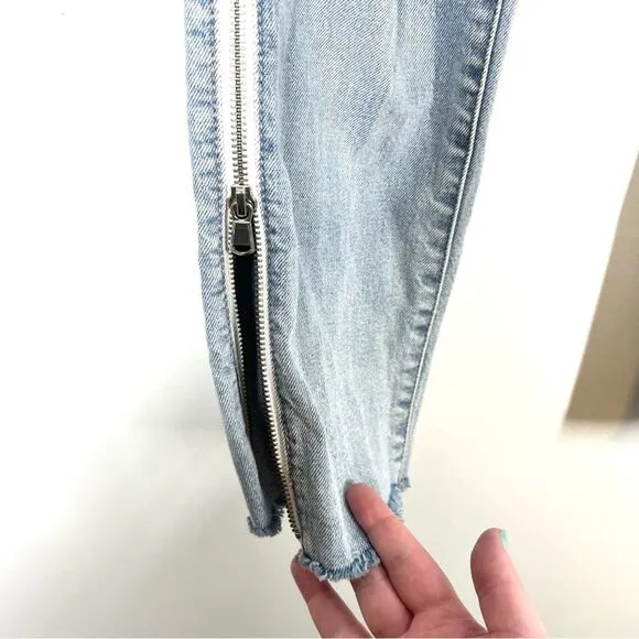 PISTOLA Zip Leg Charlie Straight Jean Light Wash Distressed 27