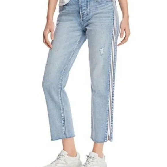 PISTOLA Zip Leg Charlie Straight Jean Light Wash Distressed 27