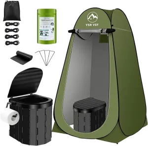 Portable Toilet Kit for Adults,Pop Up Privacy Tent,Large Portable Toilet Potty for Adults,12 Toilet Bags,12 Pack Liquid Waste Gel,Washable,Portable Outdoor Showers, Tents,Camp Toilets,Changing Rooms