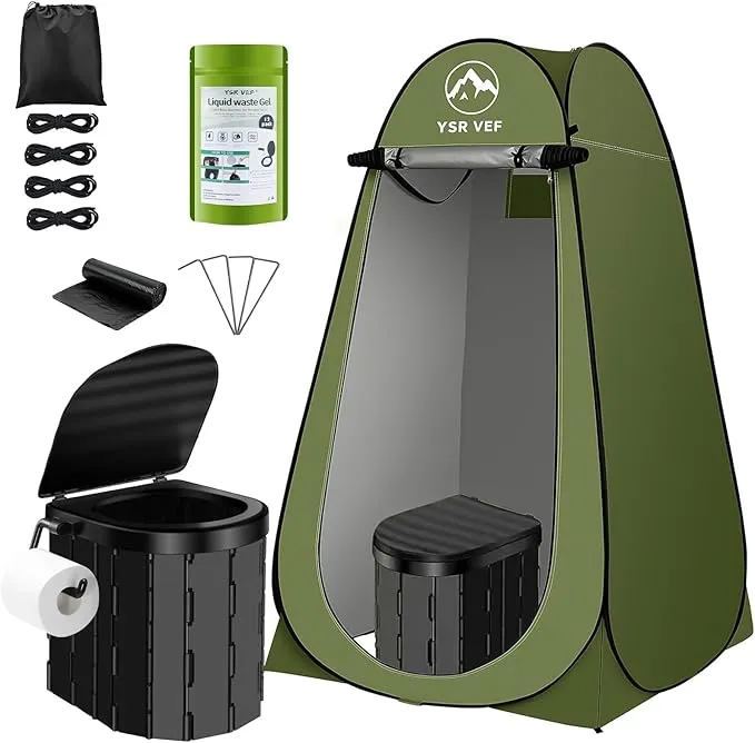Portable Toilet Kit for Adults,Pop Up Privacy Tent,Large Portable Toilet Potty for Adults,12 Toilet Bags,12 Pack Liquid Waste Gel,Washable,Portable Outdoor Showers, Tents,Camp Toilets,Changing Rooms