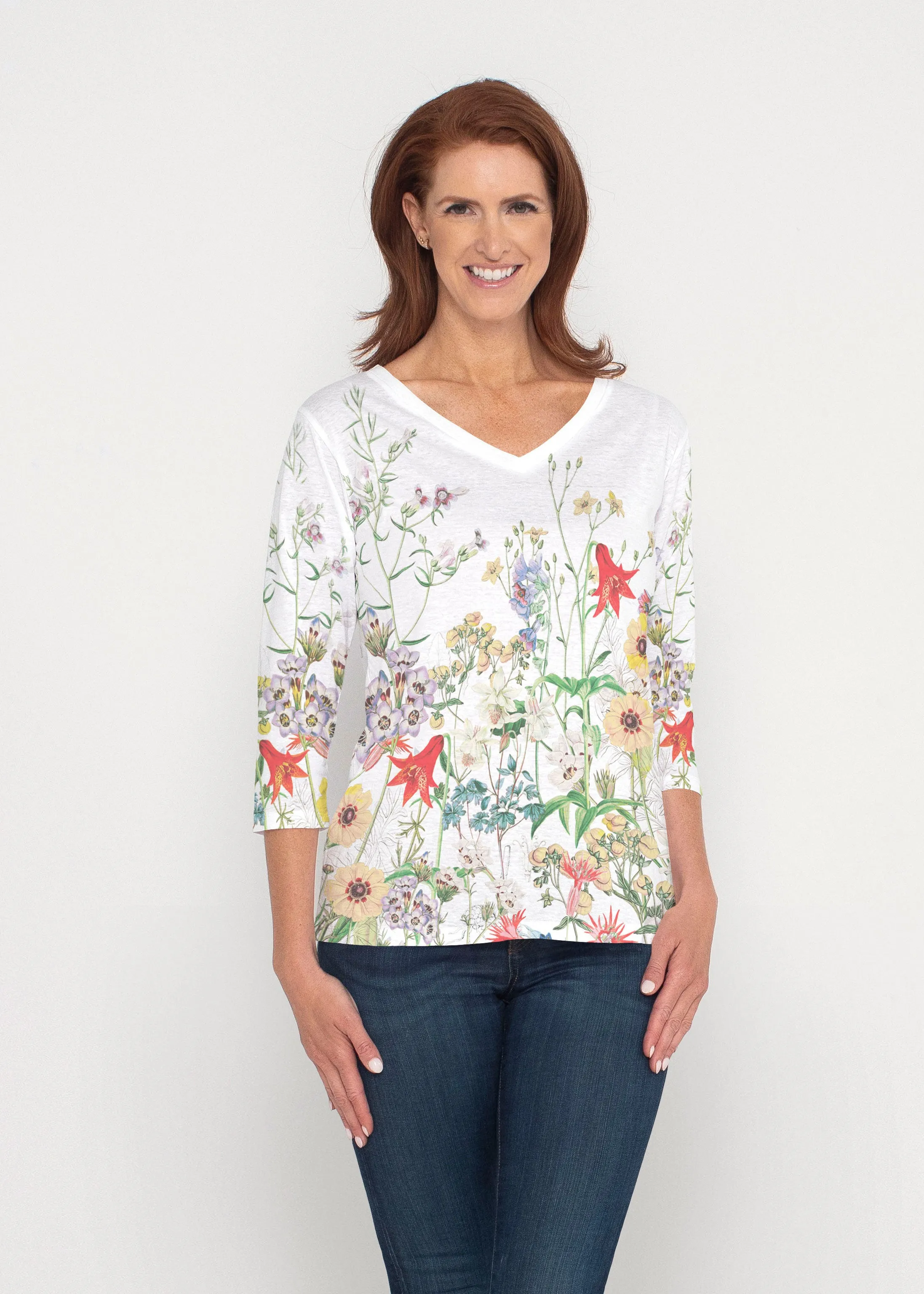Prairie (7929) ~ Signature 3/4 Sleeve V-Neck Top