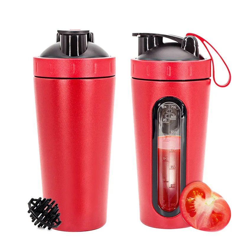 Premium Stainless Steel Sports Shaker Bottle – 700ML Protein Mixer with Scale – Leak-Proof Gym Fitness Water Bottle – Ideal for Protein Powder & Smoothies – Outdoor & Travel Friendly