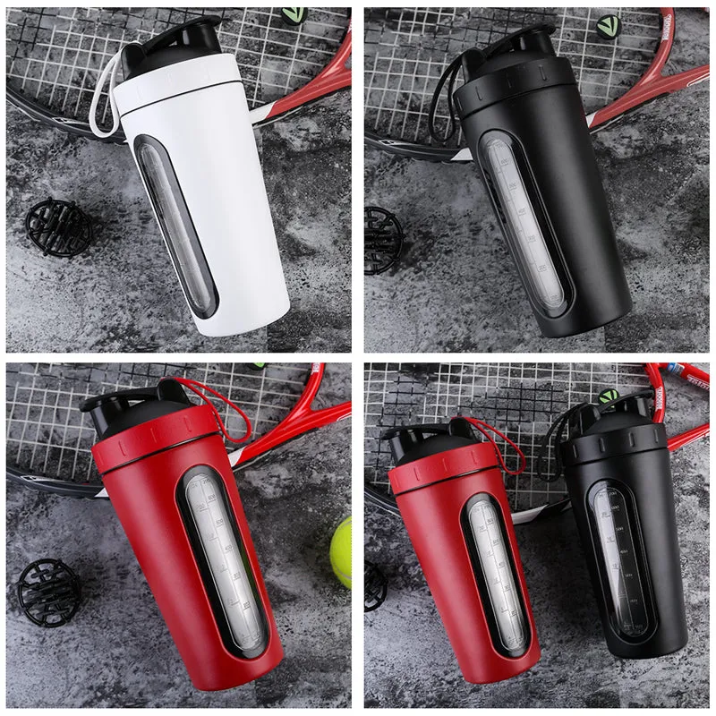 Premium Stainless Steel Sports Shaker Bottle – 700ML Protein Mixer with Scale – Leak-Proof Gym Fitness Water Bottle – Ideal for Protein Powder & Smoothies – Outdoor & Travel Friendly