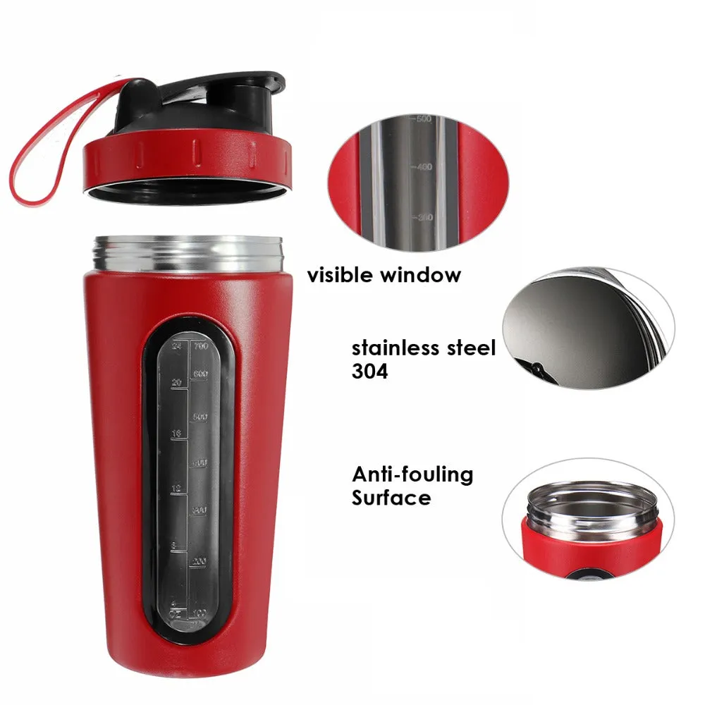 Premium Stainless Steel Sports Shaker Bottle – 700ML Protein Mixer with Scale – Leak-Proof Gym Fitness Water Bottle – Ideal for Protein Powder & Smoothies – Outdoor & Travel Friendly
