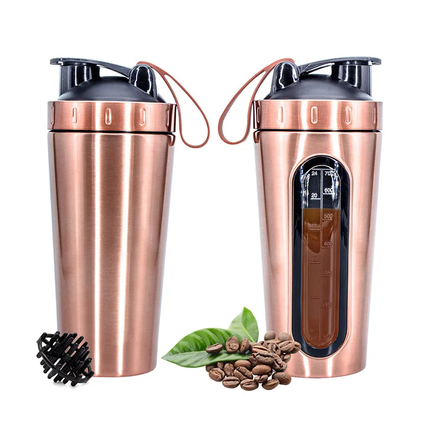 Premium Stainless Steel Sports Shaker Bottle – 700ML Protein Mixer with Scale – Leak-Proof Gym Fitness Water Bottle – Ideal for Protein Powder & Smoothies – Outdoor & Travel Friendly