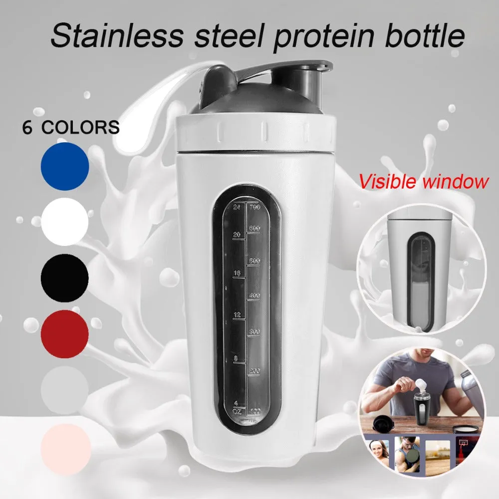 Premium Stainless Steel Sports Shaker Bottle – 700ML Protein Mixer with Scale – Leak-Proof Gym Fitness Water Bottle – Ideal for Protein Powder & Smoothies – Outdoor & Travel Friendly