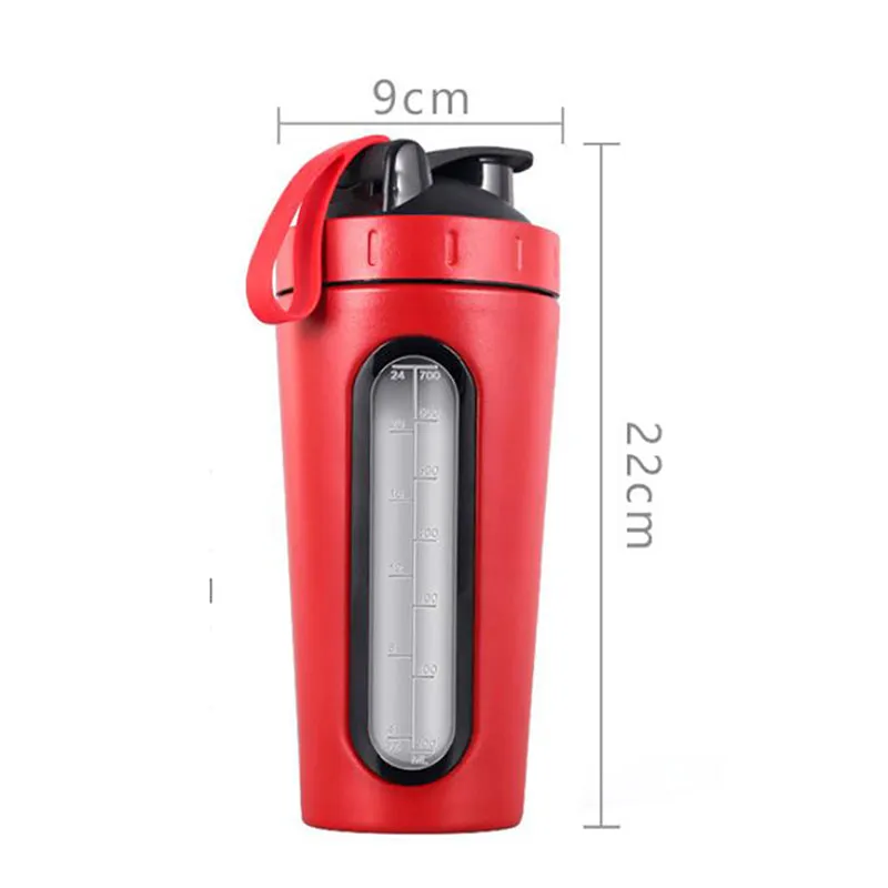 Premium Stainless Steel Sports Shaker Bottle – 700ML Protein Mixer with Scale – Leak-Proof Gym Fitness Water Bottle – Ideal for Protein Powder & Smoothies – Outdoor & Travel Friendly