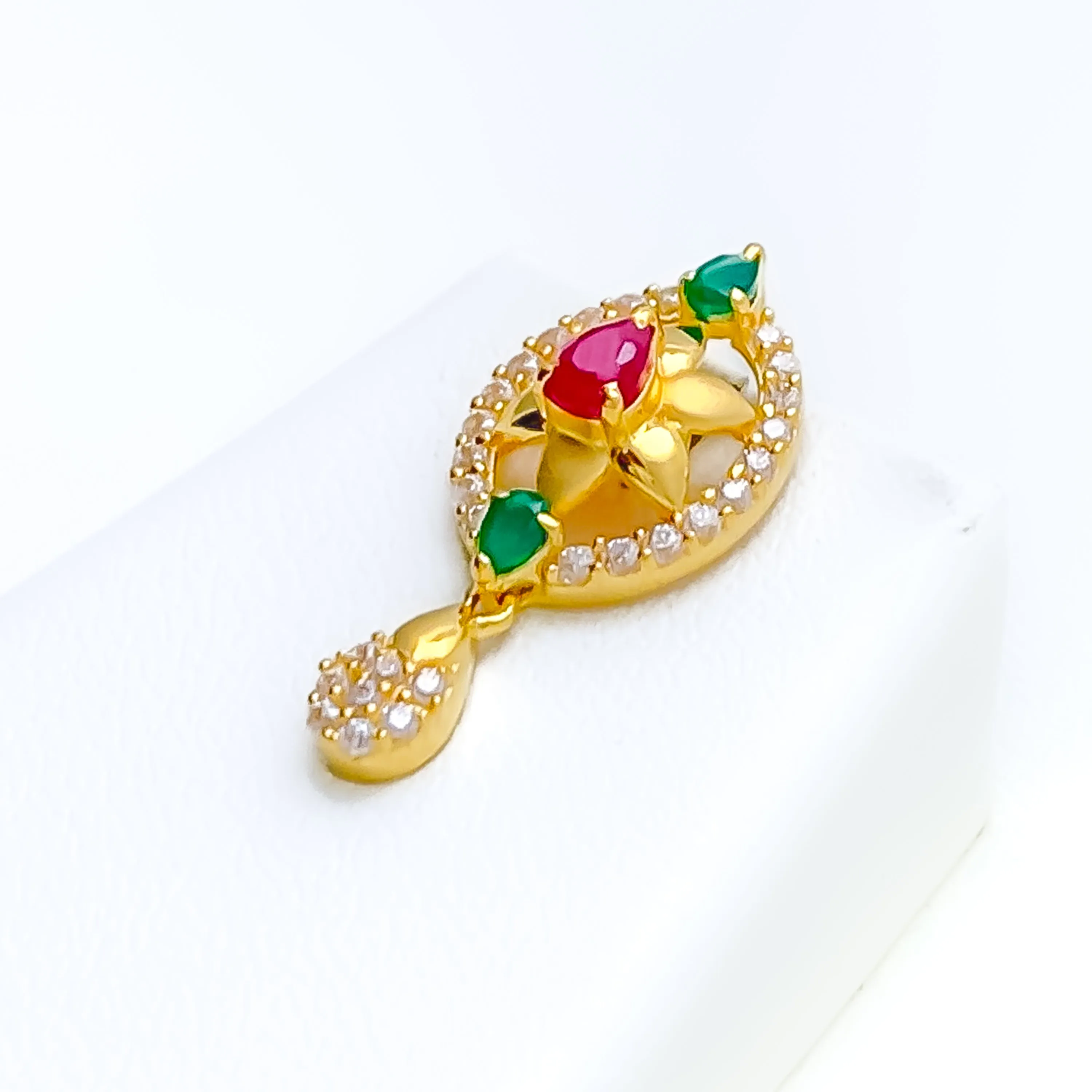 Priceless Decadent 22k Gold Floral CZ Pendant Set