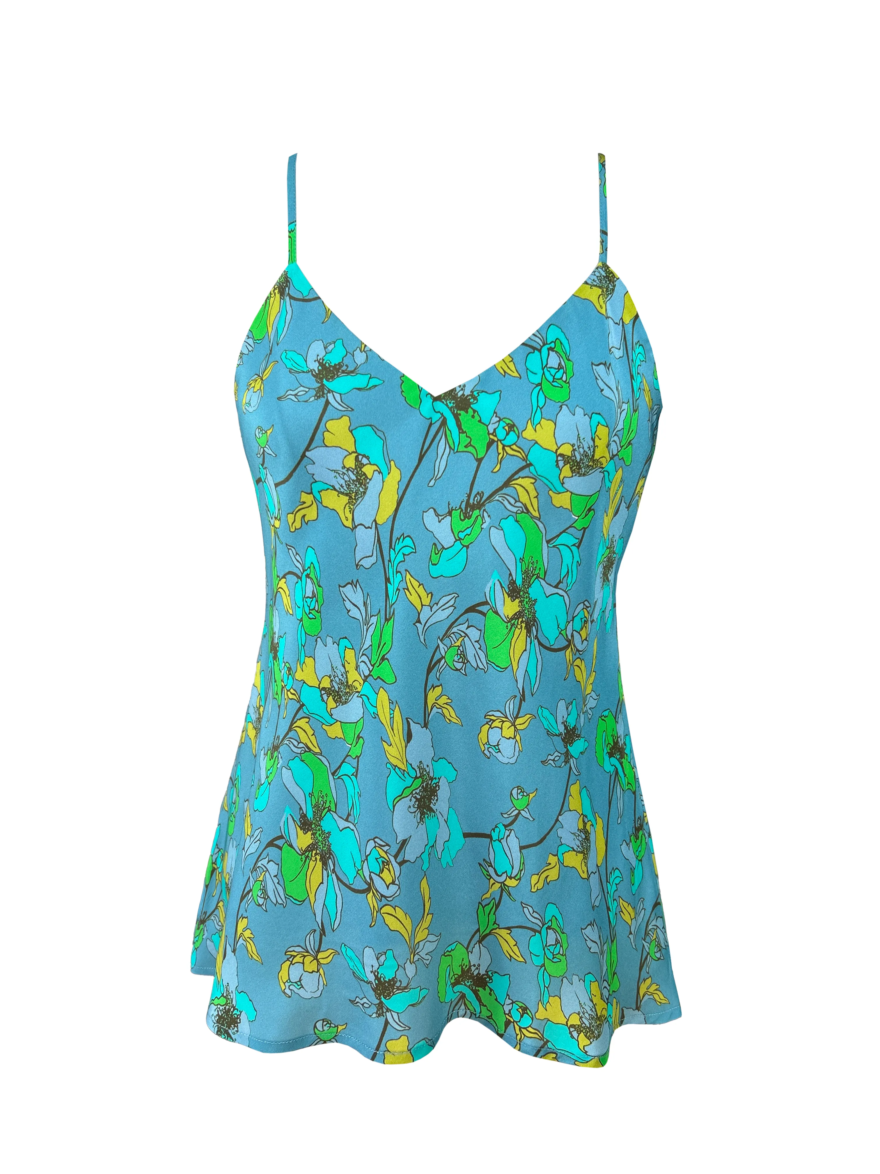 Printed Bias Camie Baltic Blue Bouquet Print