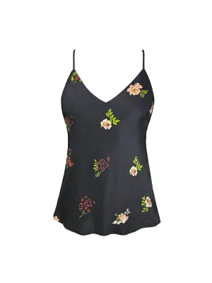 Printed Bias Camie Black Enchanted Garden Print