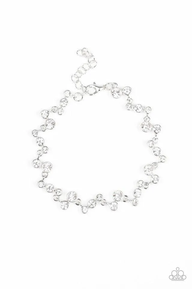 "Starlit Stunner" Silver Metal Clear/White Rhinestone Zig Zag Clasp Bracelet