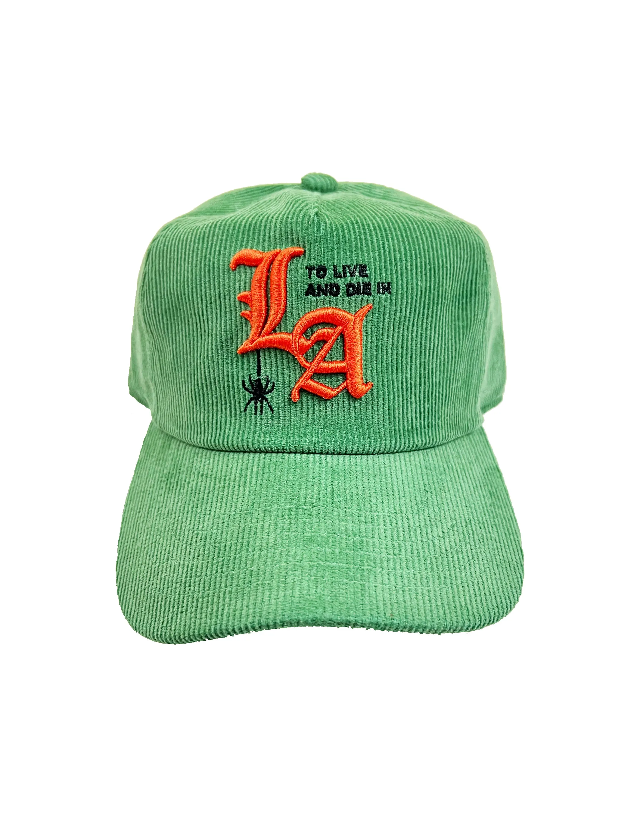 "To Live and Die in LA"Corduroy Snap Back Cap in Green