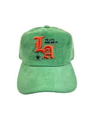 "To Live and Die in LA"Corduroy Snap Back Cap in Green