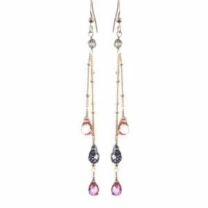 Rain Drops Three Strand Earrings