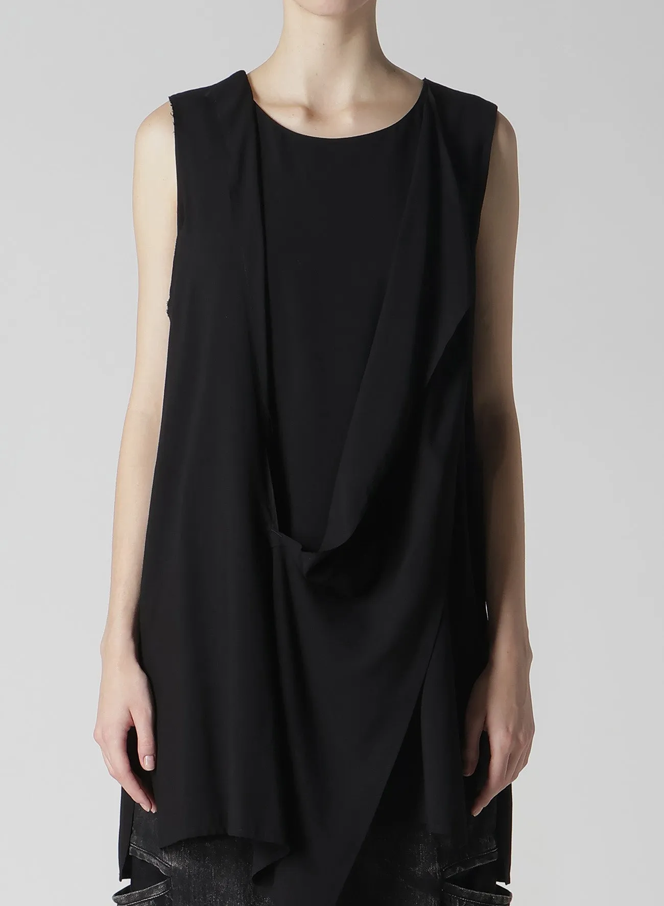 RAYON CAMBRIC FRONT DOUBLE DRAPE BLOUSE